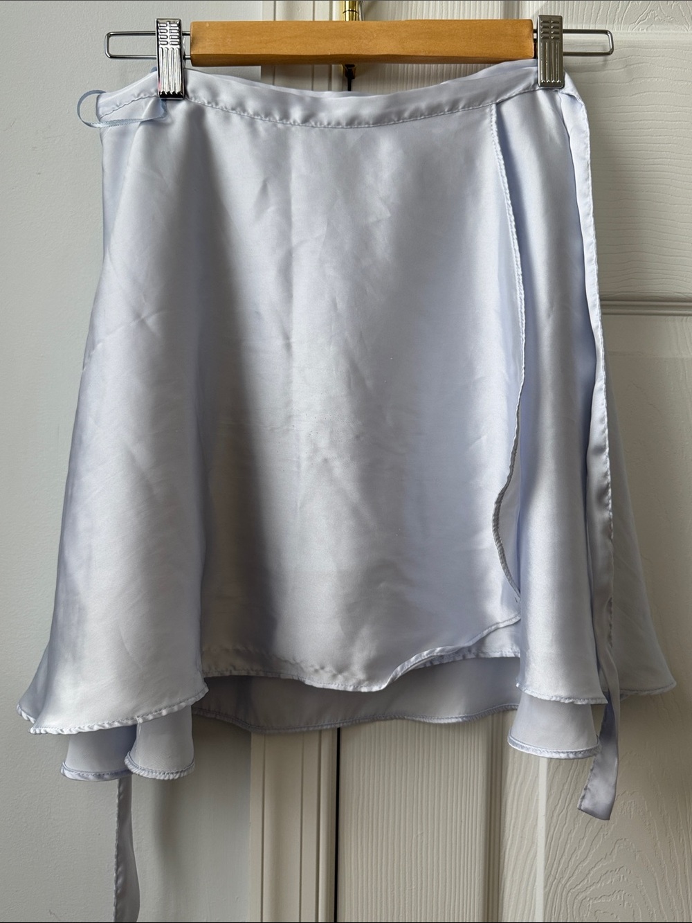 Urban Outfitters Light Blue Satin High-Low Wrap Skirt
